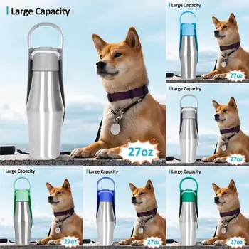 Su sebili Köpekler İçin 27oz Sızdırmaz su sebili silikon halka İle Pet Malzemeleri 2 İn 1 Köpek su kasesi Yavru Köpekler İçin