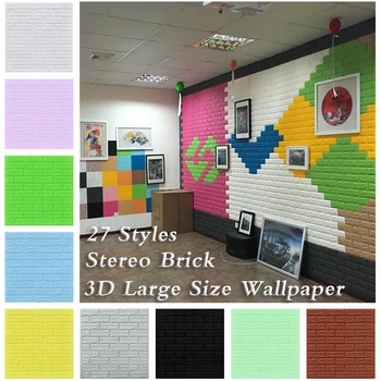 3D Duvar Kağıdı 27 Renk Tuğla Desen duvar çıkartmaları Oturma Odası Yatak Odası TV Duvar XPE Dekor Kendinden Yapışkanlı papel pintado de pared