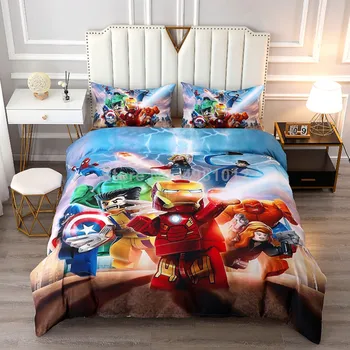 2023 Disney Karikatür Demir Adam Avengers Yatak Takımları Kaptan Amerika Yorgan yatak örtüsü seti Çocuklar için Bebek Yetişkin Yatak Odası doğum günü hediyesi