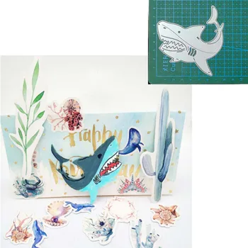 Metal Kesme Ölür Köpekbalığı hayvan Scrapbooking Kağıt Kartları Dekoratif El Sanatları Bıçak Yumruk Kesim Kabartma Şablonlar Kalıp Kesme