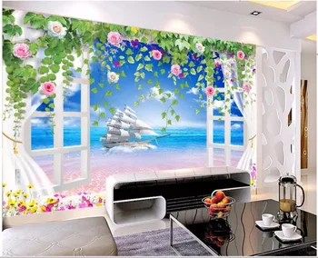 özel fotoğraf 3d duvar kağıdı Deniz Manzarası gül çiçek tv arka plan oturma odası ev geliştirme 3d duvar resimleri duvar kağıdı duvar 3 d