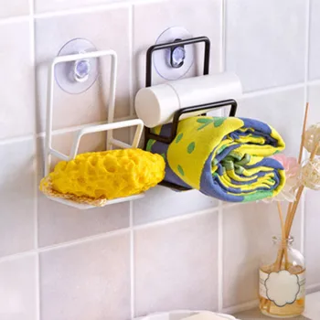 2 adet Mutfak banyo organizatör vantuzlu bileyici Fırça Sünger Lavabo Havlu Askısı Çamaşır Tutucu duvar rafı rangement mutfak