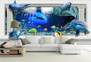 beibehang Duvar Sualtı Dünyası çocuk odası Oturma Okyanus oturma odası 3D boyutlu uzay duvar İnsanlar Duvar Kağıdı