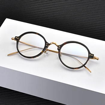 Japon Tasarım Retro Küçük Yuvarlak Titanyum Gözlük Çerçevesi Erkekler Optik Reçete Gözlük Kadın Miyopi Ultra hafif Gözlük