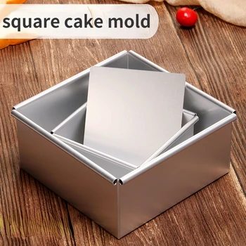 1 adet Kare Alüminyum alaşımlı şablon Çıkarılabilir Alt kek kalıbı Desen bakeware pişirme kabı Kalıp kek dekorasyon araçları