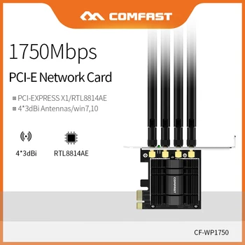 Masaüstü için 1750Mbps Çift Bantlı PCIE Kablosuz Adaptör Wifi Ağ Kartı