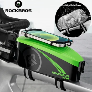 ROCKBROS Bisiklet Çantası 6.7 İnç telefon tutucu Çanta Özel PC Sert Kabuk Bisiklet Ön Çanta Ücretsiz Yağmurluk Bisiklet Çantası Aksesuarları