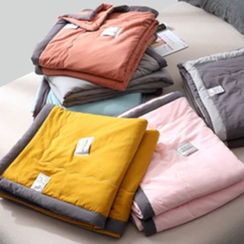 TONGDI Serin Yumuşak Atmak Çizgili Aşağı pamuk yorgan Battaniye Lüks Soğutma Yaz kanepe kılıfı Yatak Makinesi Yıkama Yatak Örtüsü