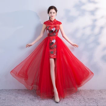 Çin Tarzı Düğün Uzun Cheongsam Retro Seksi Ince Parti Akşam Elbise Evlilik elbisesi Qipao Moda Bayan Giyim Vestido Mor