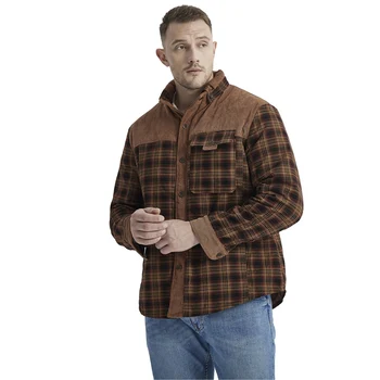 Kış erkek ceket retro rahat ekose gömlek peluş ve kalınlaşmış büyük boy sıcak saf pamuklu ceket marka erkek giyim
