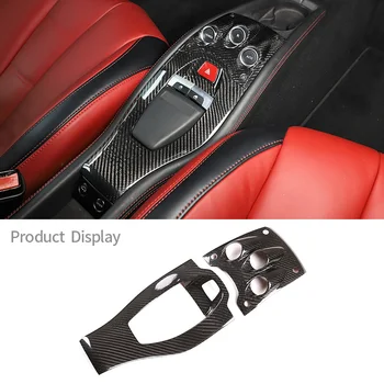 Ferrari 458 2011 - 2016 için Gerçek Karbon Fiber Araba Konsol Vites Anahtarı Düğmesi panel dekorasyon Kapak İç Aksesuarları