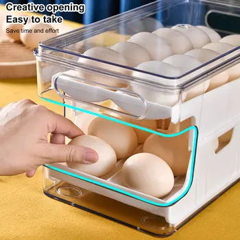 Yumurta saklama kutusu Haddeleme Slayt Konteyner Gıda Buzdolabı Çekmece Organizatör Kutuları şeffaf plastik saklama kabı Buzdolapları Organizasyonları