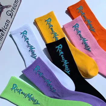 Yaratıcı moda tasarımcısı çorap komik floresan renk sloganı sokak moda hip hop müzik çorap mutlu adam çorap