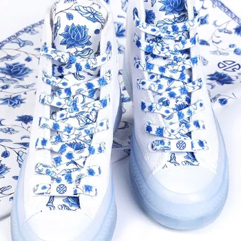 Çin Tarzı Mavi Ve Beyaz Porselen Ayakabı Spor Düz Ayakkabı Bağcıkları Kadın Erkek Rahat Çizme Dantel Bootlaces Sneakers Ayakkabı Halat