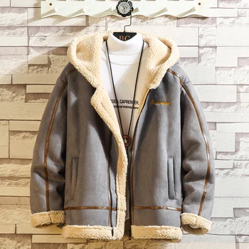 Erkek Polar Ceketler Mont Streetwear Uzun Kollu Giyim Düğme Kabarık Moda Kış 2022 Peluş Paltolar Süet Pamuklu Ceket