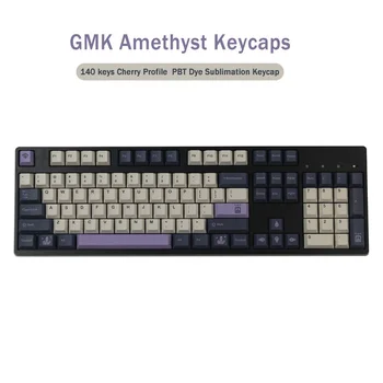140 Tuşları GMK Ametist Keycaps PBT Boya Süblimasyon Mekanik Klavye Klavye Kiraz profili MX Anahtarı İle 1.25 U 2U Vites