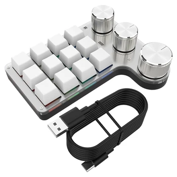 1 Takım Ses Düğmesi Topuzu Programlama Makro Oyun Hotswap Tuş Takımı 12 Anahtar USB Özel Klavye Beyaz