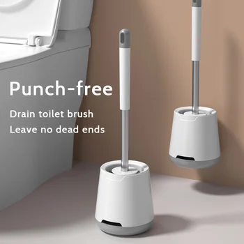 Tuvalet Fırçası Silikon Kafa Tuvalet Fırçası Duvara Monte Temizleme Fırçası Uzun Saplı Tuvalet Fırçası Banyo Aksesuarları Setleri