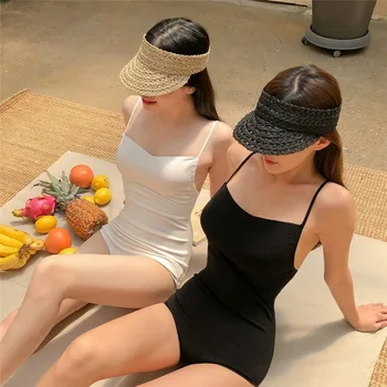 Kore Tarzı Tek Parça Kadın Mayo Katı Vintage Basit Seksi Backless Mayo Mayo Monokini Beachwear