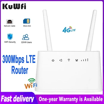 KuWFi 4G LTE Yönlendirici 300Mbps Kablosuz Wifi sim kartlı router Yuvası 2 Kökleri Harici Antenler Wifi Hotspot Desteği 32 Kullanıcı