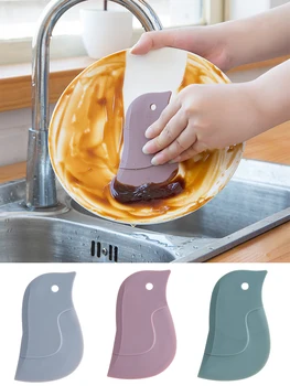 Sevimli Penguenler Şekil Pişirme Yumuşak Bıçak Kazıyıcı Yağ Çanak Plaka Kazıma Kirli Lekeleri Temizleme Silme Kurulu Mutfak Aksesuarları