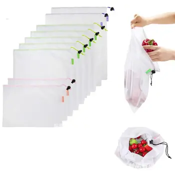 1 ADET Çevre Dostu Yeniden Kullanılabilir Örgü Çanta Üretmek Şeffaf Yıkanabilir Bakkal file çanta Depolama Meyve Sebze Oyuncaklar Çeşitli Eşyalar