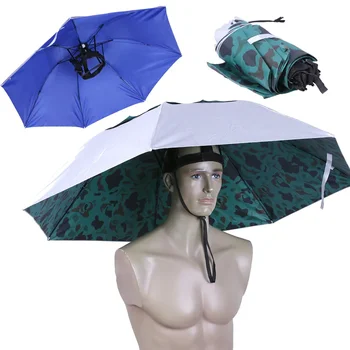Büyük Kafa Şemsiye Anti-Uv Anti-Yağmur Açık Seyahat Balıkçılık Şemsiye Şapka Taşınabilir Üç Katlanır Şemsiye Erkekler Kadınlar