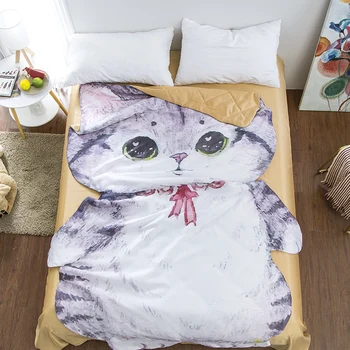 Cuet Kedi 3D Yorgan Çocuklar Tek Kişilik Yatak Karikatür hayvanlı battaniye Yaz Yorgan Hafif Yorgan Yorgan Kış Sıcak Yatak Örtüsü