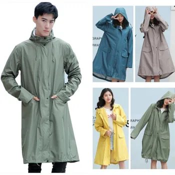 Uzun Yağmurluk Kadın Erkek Bayanlar Yağmurluk Nefes Taşınabilir Su Geçirmez Yağmur Panço Ceket Ceket Büyük Boy