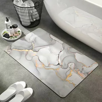 Süper Emici banyo halısı duş matı Anti Kayma Hızlı Kuru Yumuşak Diyatomlu Toprak Zemin Ayak Mat Tuvalet Mutfak Lüks