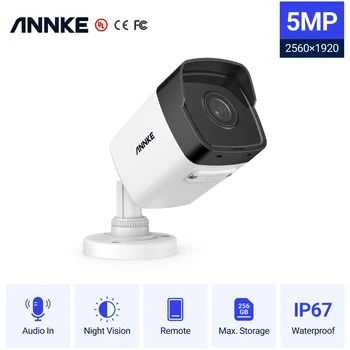 ANNKE C500 Ultra FHD 5MP POE IP Kamera Açık Kapalı Su Geçirmez Güvenlik Ağı Bullet Gece Görüş Ses Kamera Beyaz