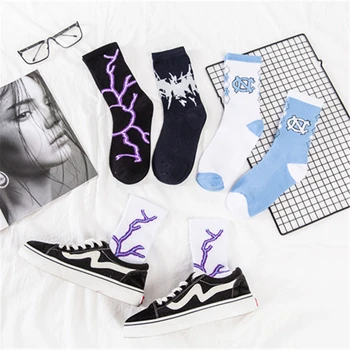Yeni Yıldırım Hip-Hop Pamuk Yenilik Kadın Harajuku Çorap Çift Streetwear Japon Moda Yüksek Kaliteli Dropship