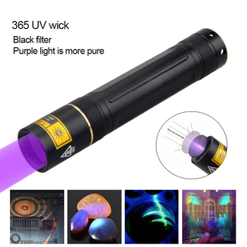 LED UV el feneri 365nm taşınabilir Mini ultraviyole meşale su geçirmez zumlanabilir menekşe ışık Pet idrar akrep dedektörü UV LED lamba