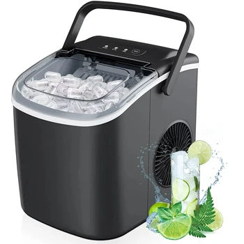 Ev Mutfak Partisi için Saplı Buz Makinesi Taşınabilir Buz, Siyah