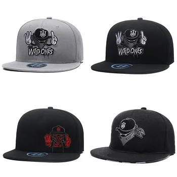 Unisex Punk Yaz Düz güneş şapkaları Moda Eğlence Spor Serin İşlemeli beyzbol şapkası Saf Pamuk Hip Hop Kapaklar Snapback Kap