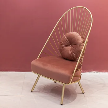 Altın Bacaklar Oturma Odası Wingback Sandalyeler Lüks Modern Yastık Sırt Desteği Relax Sandalyeler Metal Tasarımcı Şezlong Ev Eşyaları
