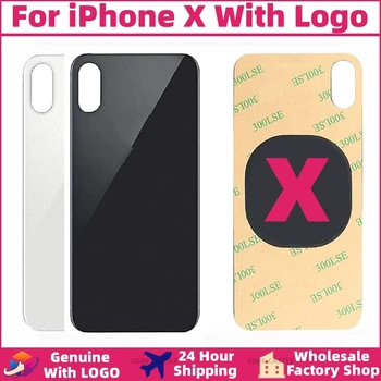 Iphone X için Arka Cam Kapak Paneli Pil Kapağı Yedek Parçalar Yeni Orijinal Renk logo İle Arka Kapı Konut Cam