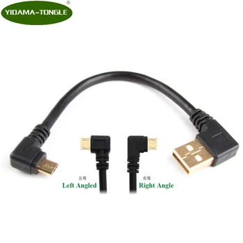 Altın Plaka USB 2.0 A Erkek sol Açı Mikro Erkek Dik Açı veya Sol Açı Altın Kaplama Kablo Veri Adaptör Kablosu 15 50 100cm