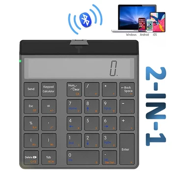 Bluetooth Sayısal Klavye Hesap Makinesi 2 in 1 LCD Ekran İle Kablosuz Tuş Takımı Bluetooth Elektronik Hesap Makinesi 12 Haneli