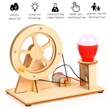 El Kaya Motor Jeneratörü DIY Kiti Eğitim Öğrenme Manuel Jeneratör oyuncak seti Fiziksel Deneyler Laboratuvar Problem Çözme Kiti