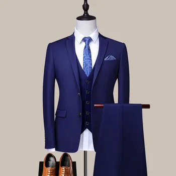Özel Yapılmış Damat düğün elbisesi Blazer Pantolon İş High-end Klasik Elbise Pantolon SA07-98599