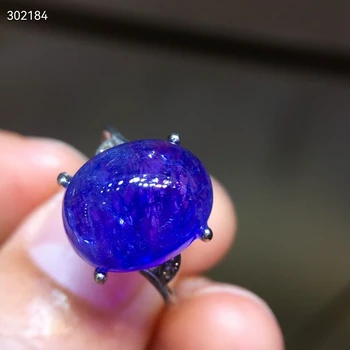 Doğal Mavi Tanzanit Tanzanya Kristal Oval Boncuk Ayarlanabilir Yüzük / 13 / 10 8mm 925 Ayar Gümüş Tanzanit Yüzük Moda AAAAAA