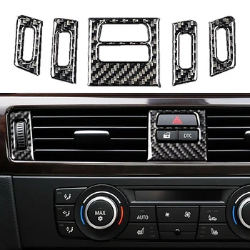 BMW için E90 E92 E93 İç Aksesuar 5 adet Araba Oto Karbon Fiber İç Sticker Merkezi Hava Firar Çıkışı Düzeltir
