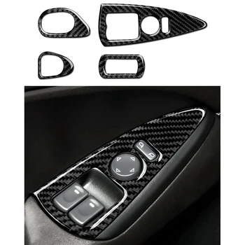 Karbon Fiber Pencere Kaldırma Anahtarı Paneli Kapak Trim Sticker Çıkartması İçin Chevrolet Corvette C6 2005-2007 İç Aksesuarları
