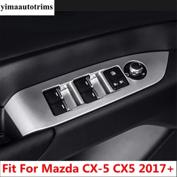 Araba Kol Dayama Cam Kaldırma Anahtarı Düğmesi Paneli Kapak Trim Paslanmaz Çelik / ABS İç Aksesuarları Mazda CX-5 CX5 2017 - 2022