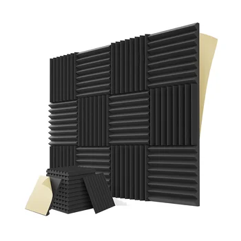 12 ADET Kendinden Yapışkanlı Akustik Paneller,1X12X12 inç Ses Geçirmez Köpük Paneller,Müzik Stüdyosu İçin, oyun Odası, Yatak Odası(Siyah)