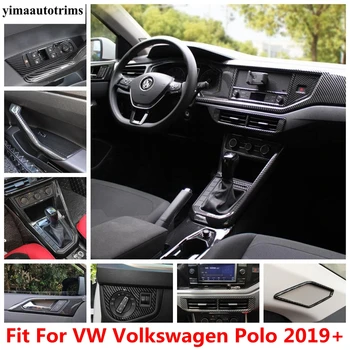 Vites Paneli / Kapı Kolu Kase / Ayağı Bir Hoparlör Kapağı Trim Karbon Fiber Görünüm İç VW Volkswagen Polo İçin 2019 - 2023 