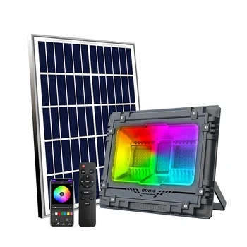 800W Güneş Projektör Açık 95LEDs Alüminyum Güvenlik Lambası IP65 Su Geçirmez RGB Uzaktan Kumanda İle Yard Bahçe Dekorasyon İçin