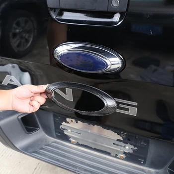 Ford Ranger 2015-2022 için Dış Detaylar ABS Karbon Fiber / Piyano Siyahı Araba Bagaj Kapağı Logosu Dekoratif Halka Etiket Aksesuarları