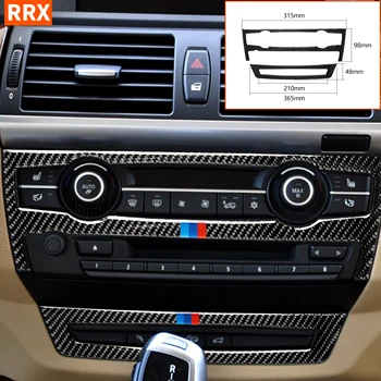 BMW için X5 E70 2008-2013X6 E71 2009-2014 Karbon Fiber CD Klima Kontrol Düğmesi Çerçeve Çıkartmaları Tuning Araba Aksesuarları